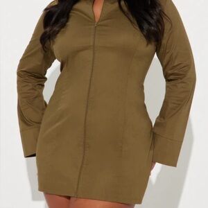 Mini Zipper Dress - Green/Olive